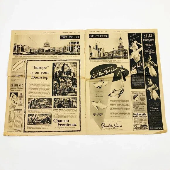 Vintage April 30 1939 Newspaper The New York Times The Fair in Pictures 16 pages